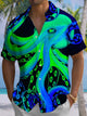 Alohadaddy® Casual Octopus Print Art Pocket Elastic Men's Short Sleeve Shirt Big & Tall