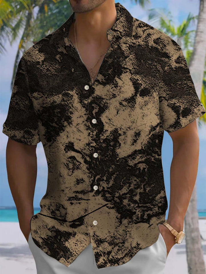 Alohadaddy® Retro Abstract Art Print Chest Pocket Stretch Men&