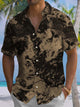 Alohadaddy® Retro Abstract Art Print Chest Pocket Stretch Men's Short Sleeve Shirt Big & Tall