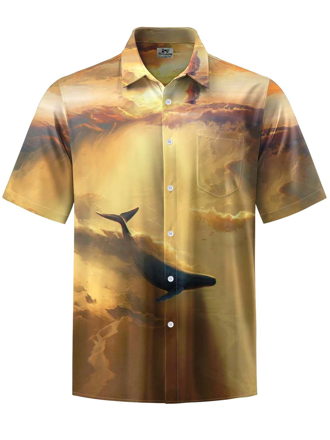 Alohadaddy® Vintage Cloud Sea Whale Print Art Pocket Stretch Men&