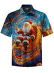 Alohadaddy® Santa Claus Print Art Pocket Stretch Men's Short Sleeve Shirt Big & Tall