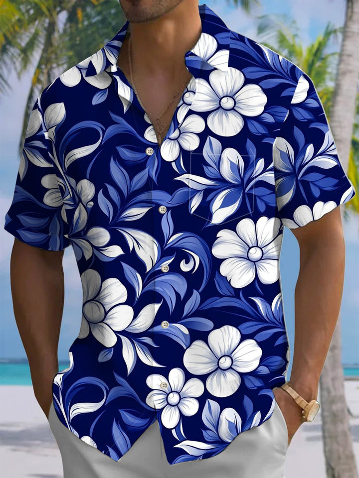 Alohadaddy® Hawaiian Flowers Art Print Chest Pocket Men&