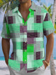 Alohadaddy® Casual Geometric Art Print Chest Pocket Men's Short Sleeve Shirt Big & Tall