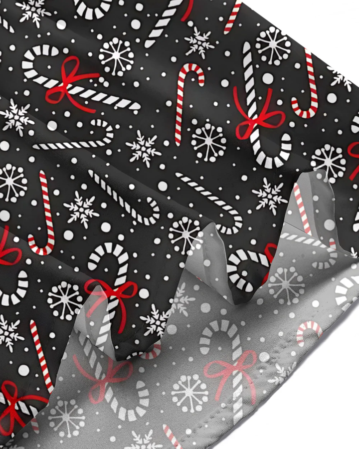Alohadaddy® Christmas Candy Cane Print Pocket Elastic Button Men&