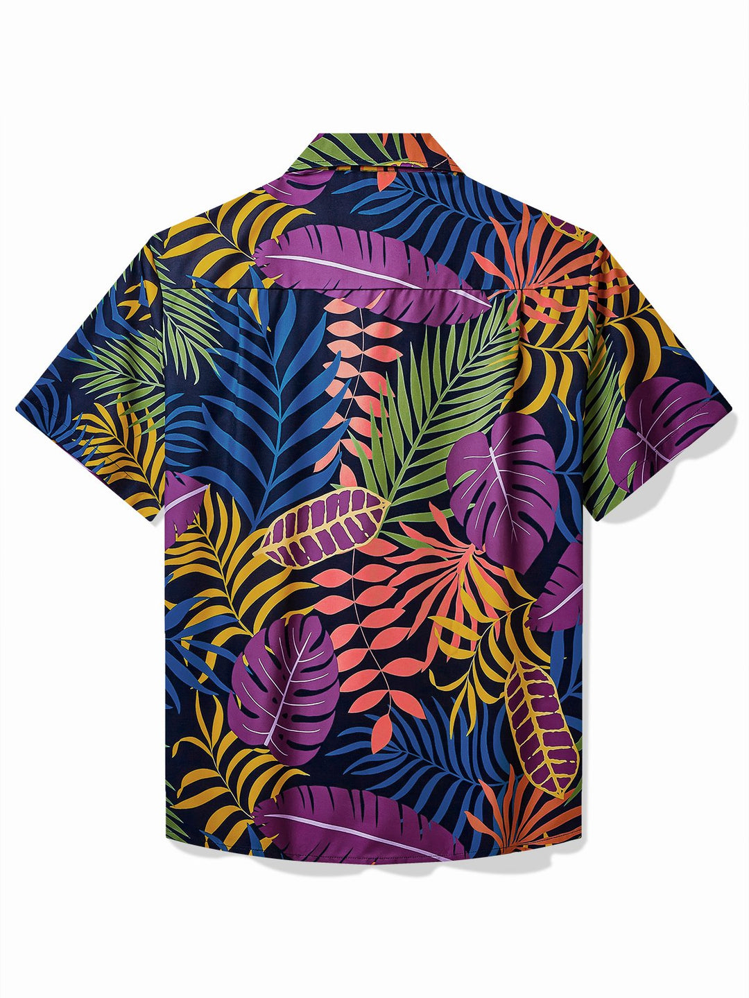 Camisa de manga corta con bolsillo abotonado y estampado de hojas de plantas hawaianas para hombre de Alohadaddy