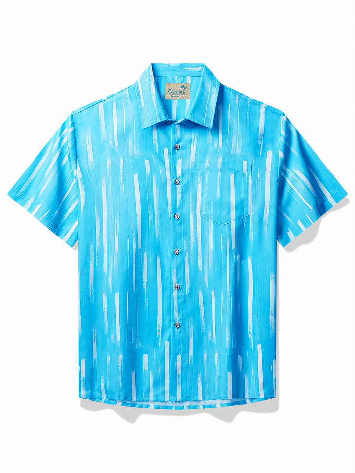 Camisa hawaiana con diseño geométrico de Alohadaddy para hombre, con rayas abstractas, bolsillo para el cuidado, para acampar, talla grande
