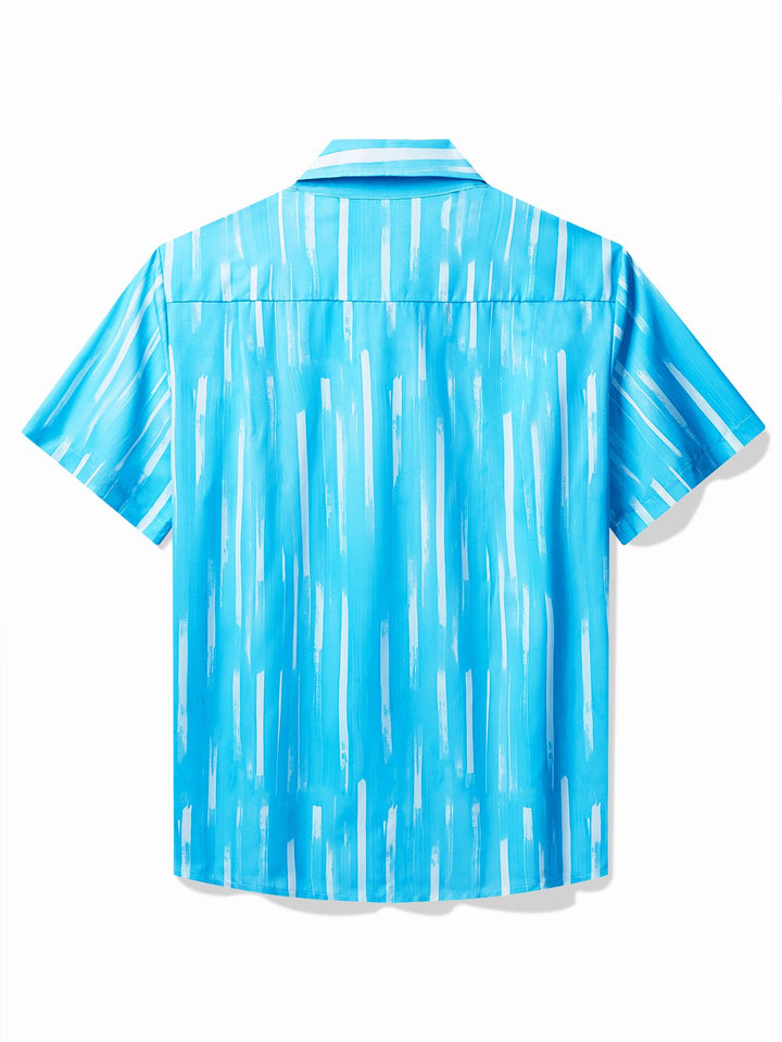Camisa hawaiana con diseño geométrico de Alohadaddy para hombre, con rayas abstractas, bolsillo para el cuidado, para acampar, talla grande