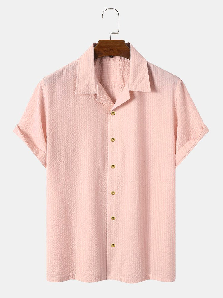 Camisas casuales antiarrugas de seersucker lisas para hombre, blusas básicas multicolor