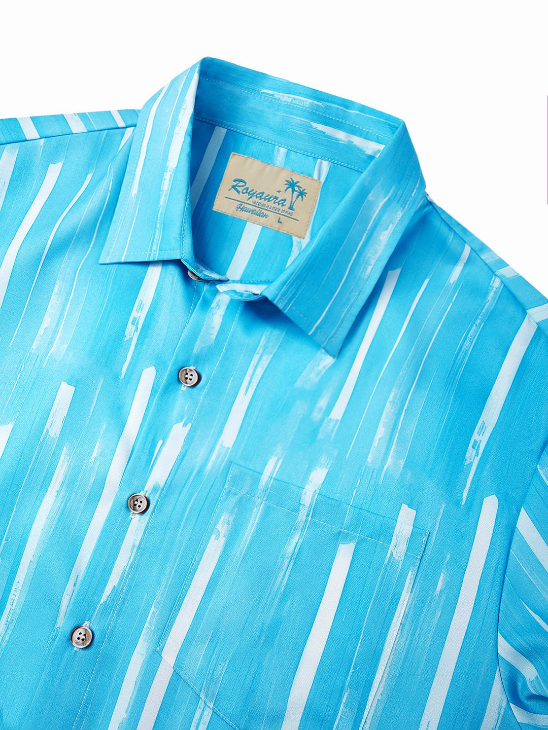 Camisa hawaiana con diseño geométrico de Alohadaddy para hombre, con rayas abstractas, bolsillo para el cuidado, para acampar, talla grande