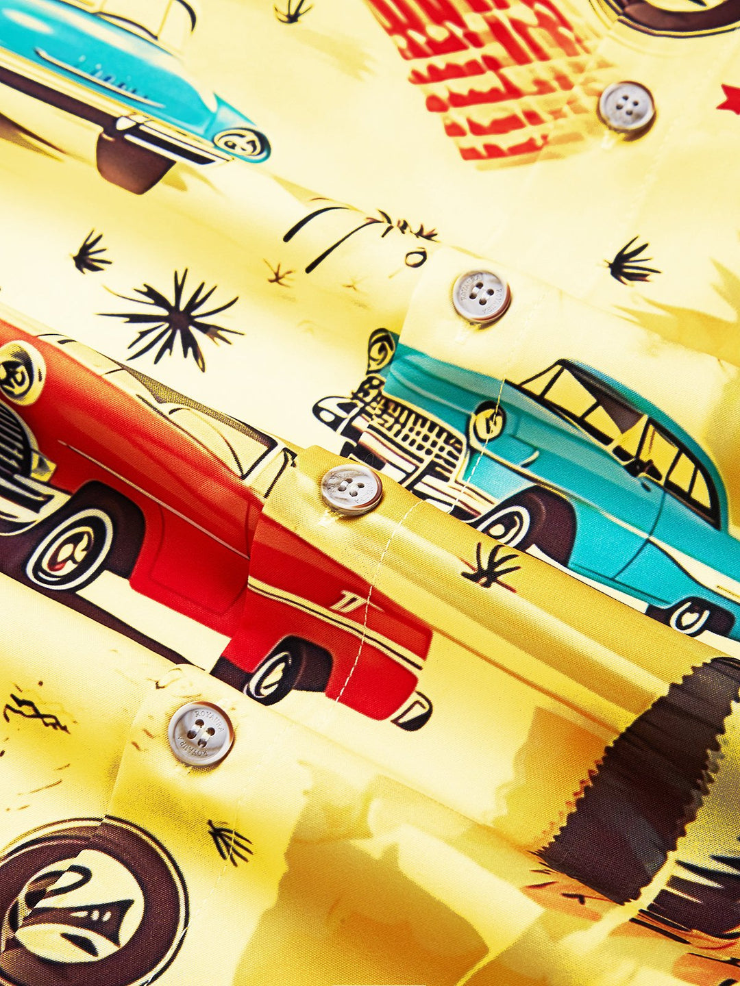 Camisa de manga corta con bolsillo abotonado y estampado de coches retro para hombre de Alohadaddy