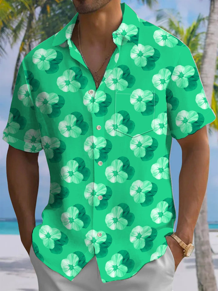 Alohadaddy® Hawaiian Flowers Art Print Chest Pocket Men&