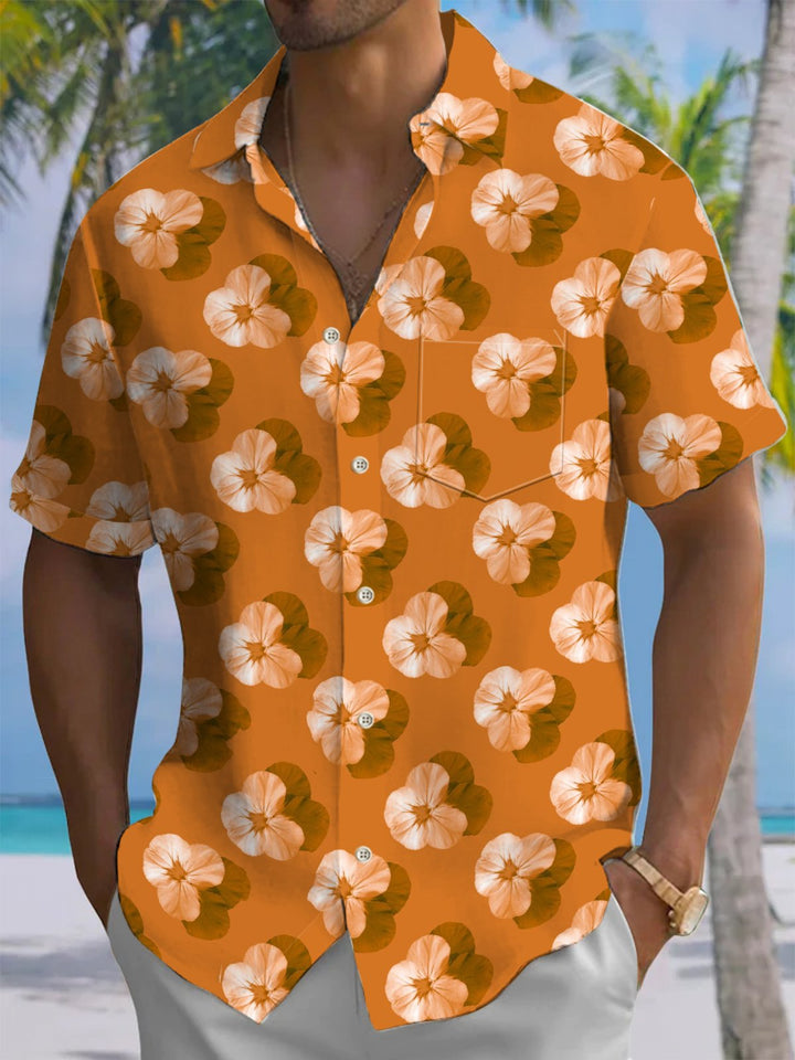 Alohadaddy® Hawaiian Flowers Art Print Chest Pocket Men&