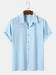 Men's Plain Seersucker Wrinkle Free Casual Shirts Multicolor Basic Tops