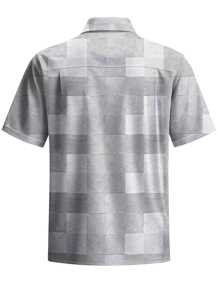 Alohadaddy® Casual Geometric Art Print Chest Pocket Mens Short Sleeve Shirt Big &amp; Tall