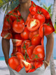 Alohadaddy® Hawaiian Tomato Art Print Chest Pocket Mens Short Sleeve Shirt Big & Tall