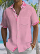 Alohadaddy® Casual Contrast Floral Art Print Chest Pocket Mens Short Sleeve Shirt Big & Tall