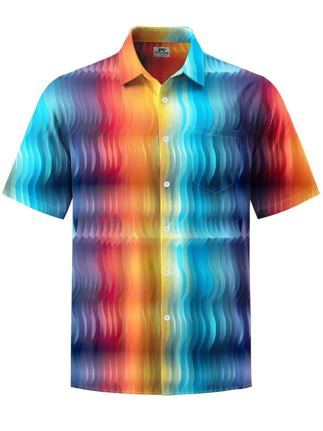 Alohadaddy® Casual Gradient Art Print Chest Pocket Mens Wicking Short Sleeve Shirt Big &amp; Tall