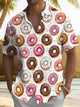 Alohadaddy® Hawaiian Casual Donuts Print Art Chest Pocket Mens Short Sleeve Shirts Big & Tall