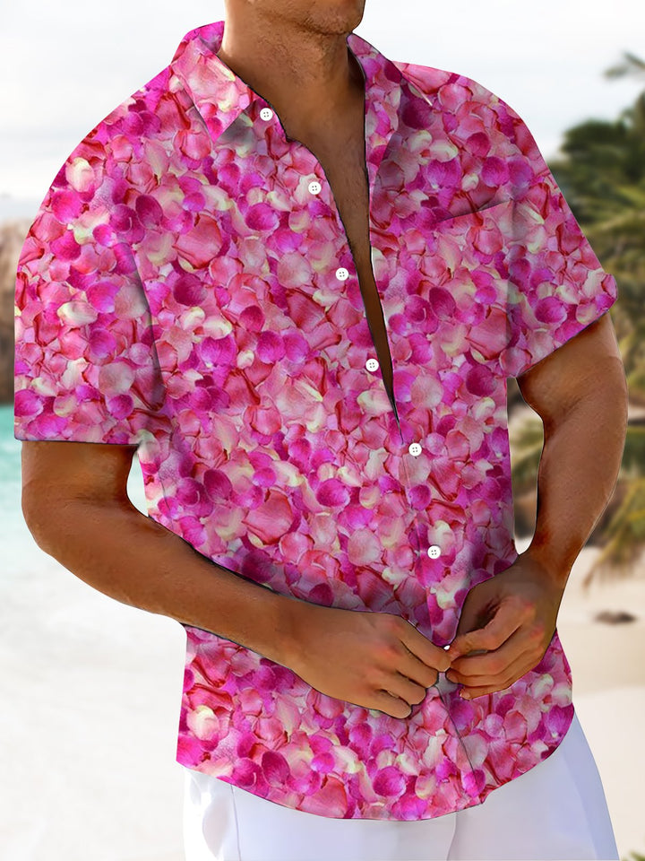 Alohadaddy® Hawaiian floral print with moisture-wicking chest pocket for men&