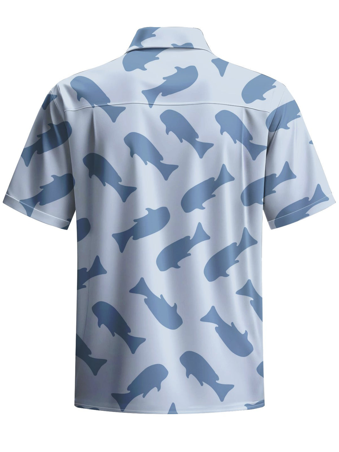 Alohadaddy® Hawaiian Casual Geometric Whale Art Print Chest Pocket Men&