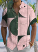 Alohadaddy® Casual Retro Geometric Art Print Chest Pocket Men's Short Sleeve Shirt Big & Tall