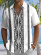 Alohadaddy® Casual Striped Ethnic Graphic Art Print Chest Pocket Men's Short Sleeve Shirt Big & Tall