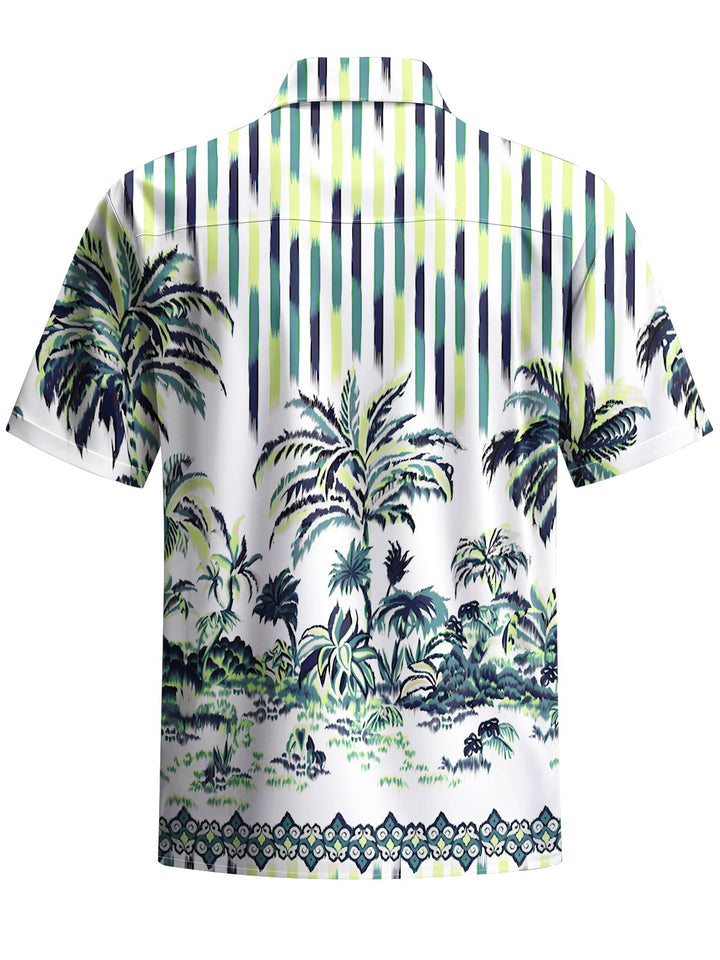 Alohadaddy® Hawaiian Coconut Tree Stripe Art Print Chest Pocket Men&
