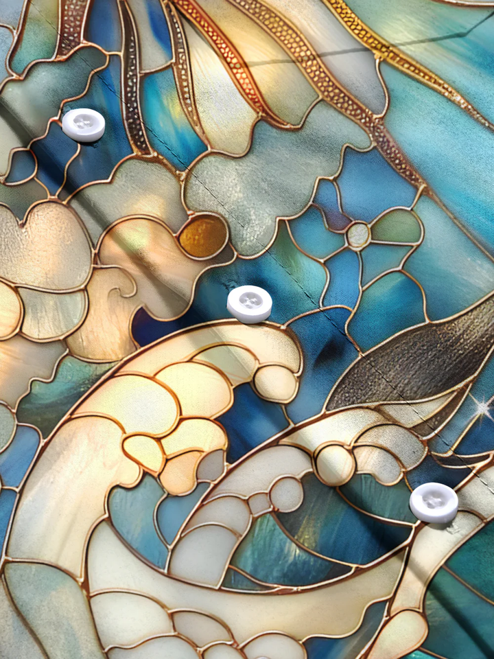 Alohadaddy® Retro Wave Geometric Art Print Chest Pocket Men&