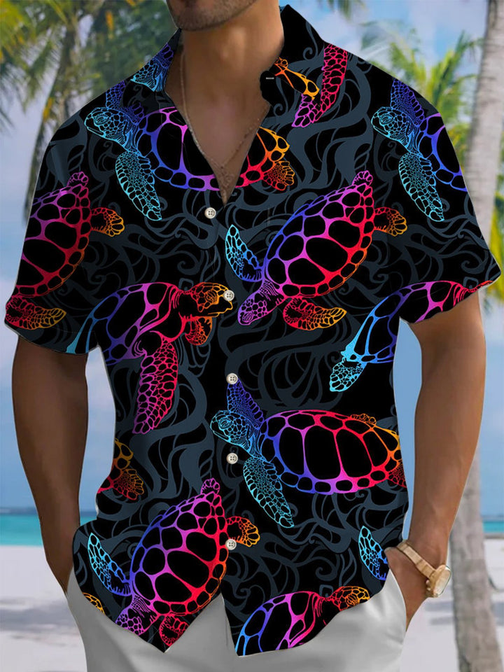 Alohadaddy® Casual Turtle Print Art Pocket Stretch Men&