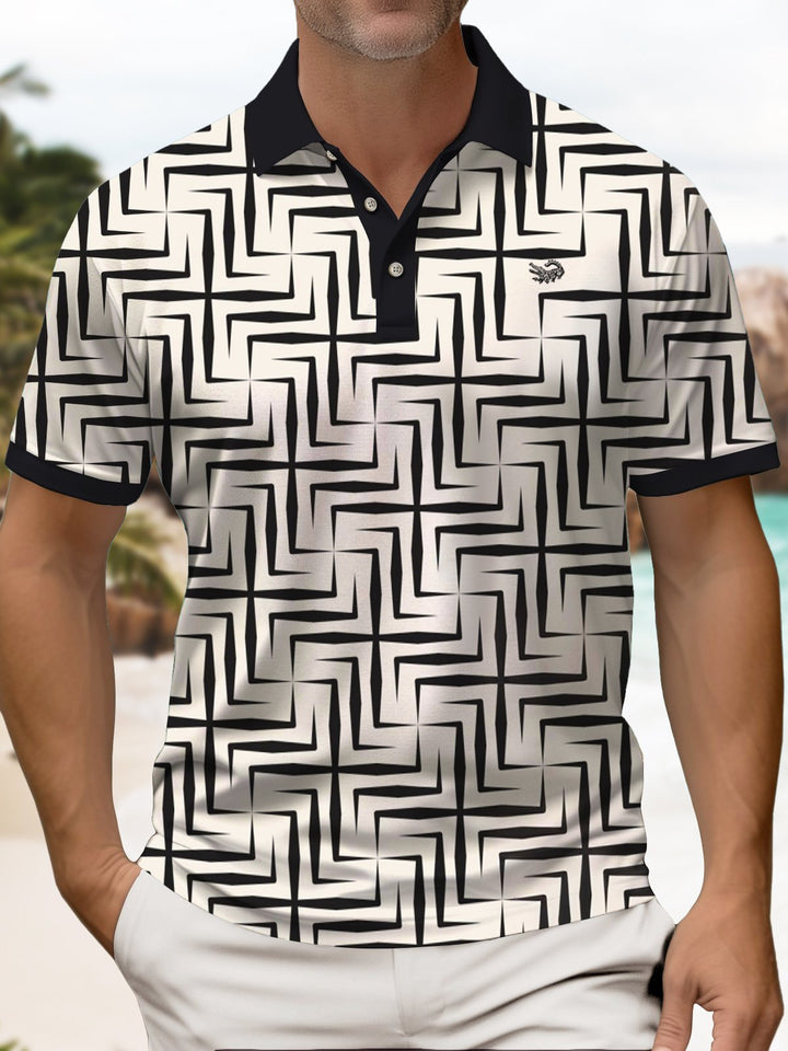 Alohadaddy® Casual Stripe Geometric Print Art Men&