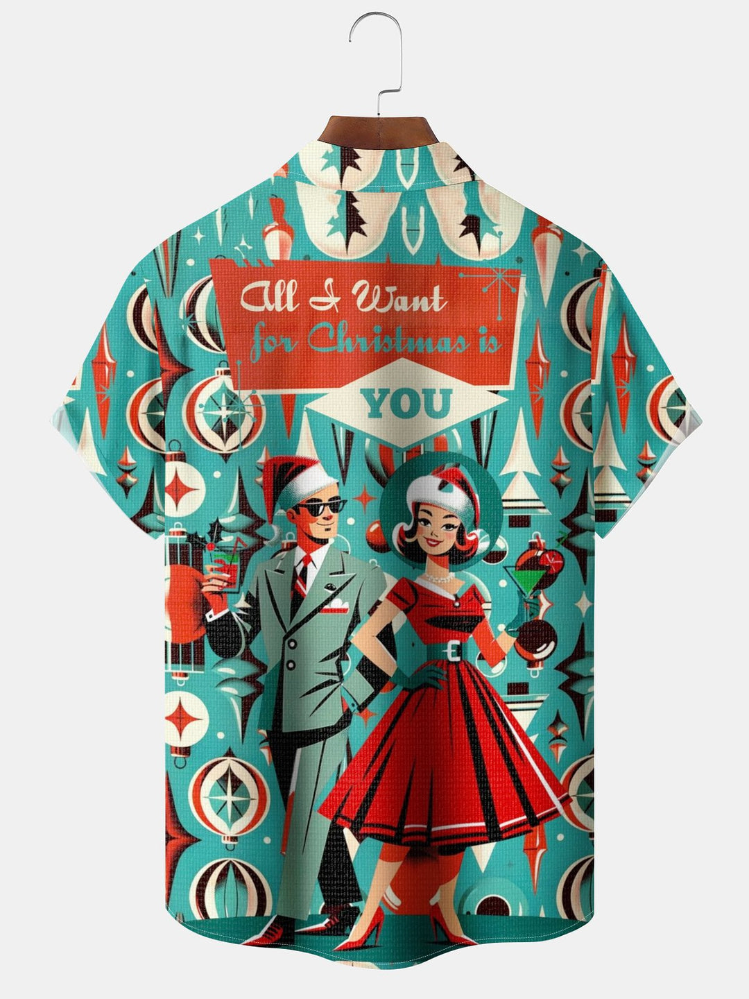 Alohadaddy® Christmas Atomic Geometry Print Pocket Elastic Button Men&