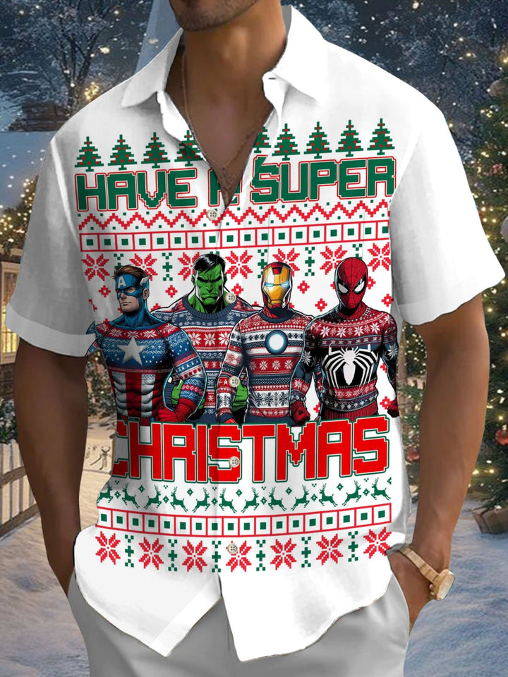 Alohadaddy® Holiday Christmas Cartoon Print Pocket Stretch Men&
