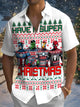 Alohadaddy® Holiday Christmas Cartoon Print Pocket Stretch Men's Short Sleeve Shirt Big & Tall