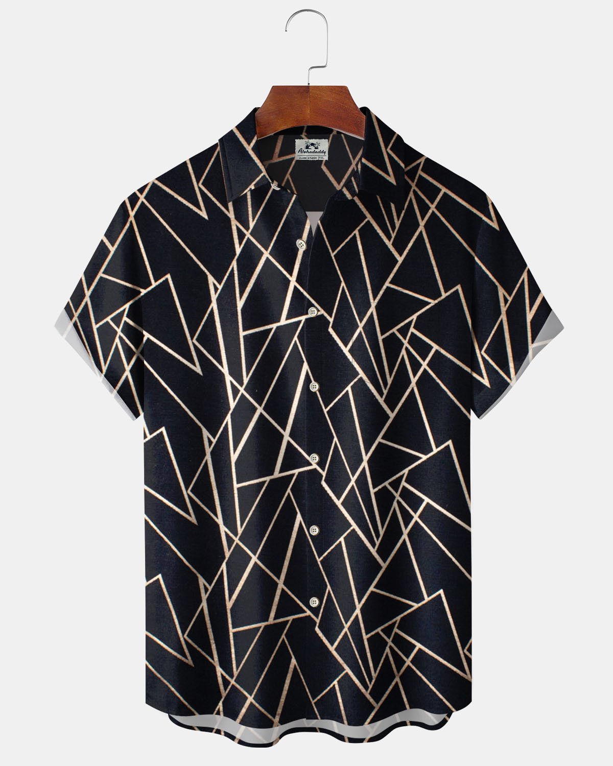 Alohadaddy® Casual Geometric Print Art Button Stretch Pocket Men's Short-Sleeve Shirt Big & Tall