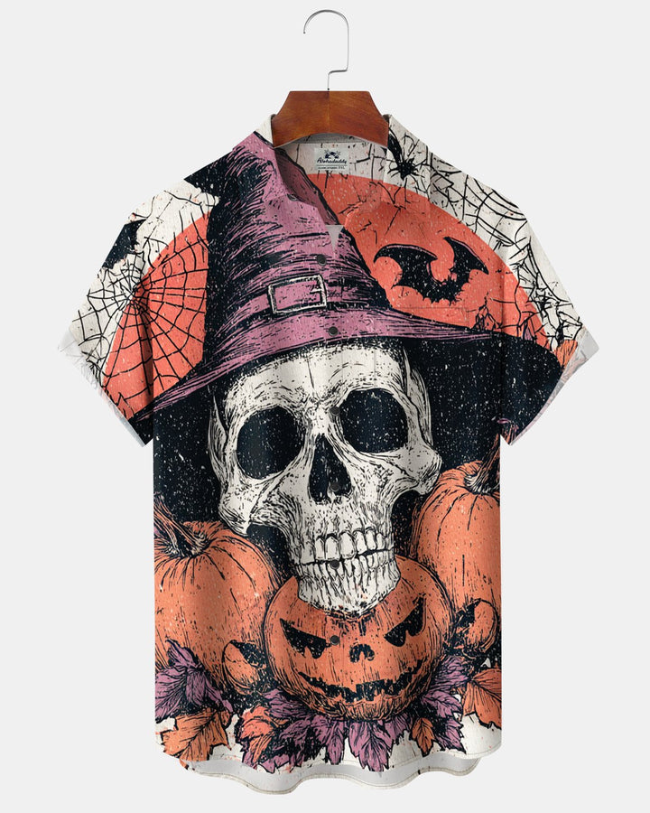 Alohadaddy® Halloween Skull and Pumpkin Print Men&
