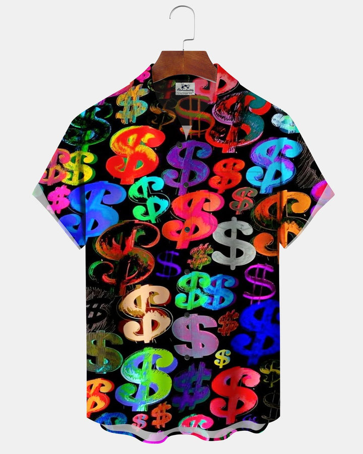 Alohadaddy® Casual Abstract Neon Graffiti Dollar Print Men&