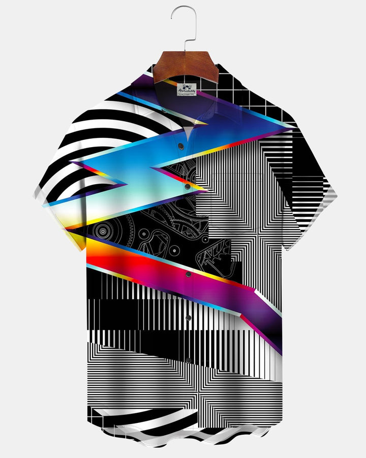Alohadaddy® Casual Abstract Striped Geometric Mosaic Print Men&