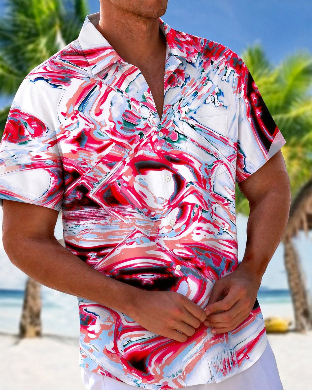 Alohadaddy® Casual Abstract Liquid Metal Print Men&