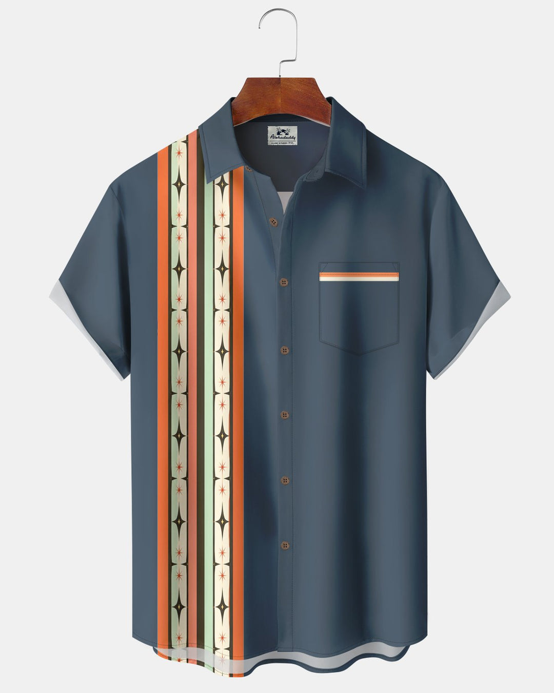 Alohadaddy® Retro Geometric Striped Atomic Art Bowling Print Men&