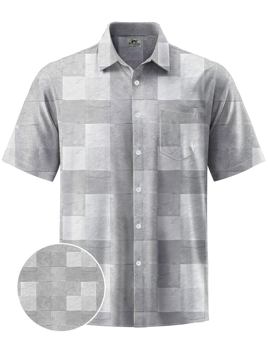 Alohadaddy® Casual Geometric Art Print Chest Pocket Mens Short Sleeve Shirt Big &amp; Tall