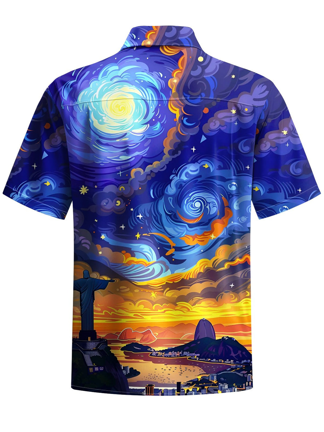 Alohadaddy® Vintage Oil Painting Starry Sky Print Art Chest Pocket Men&