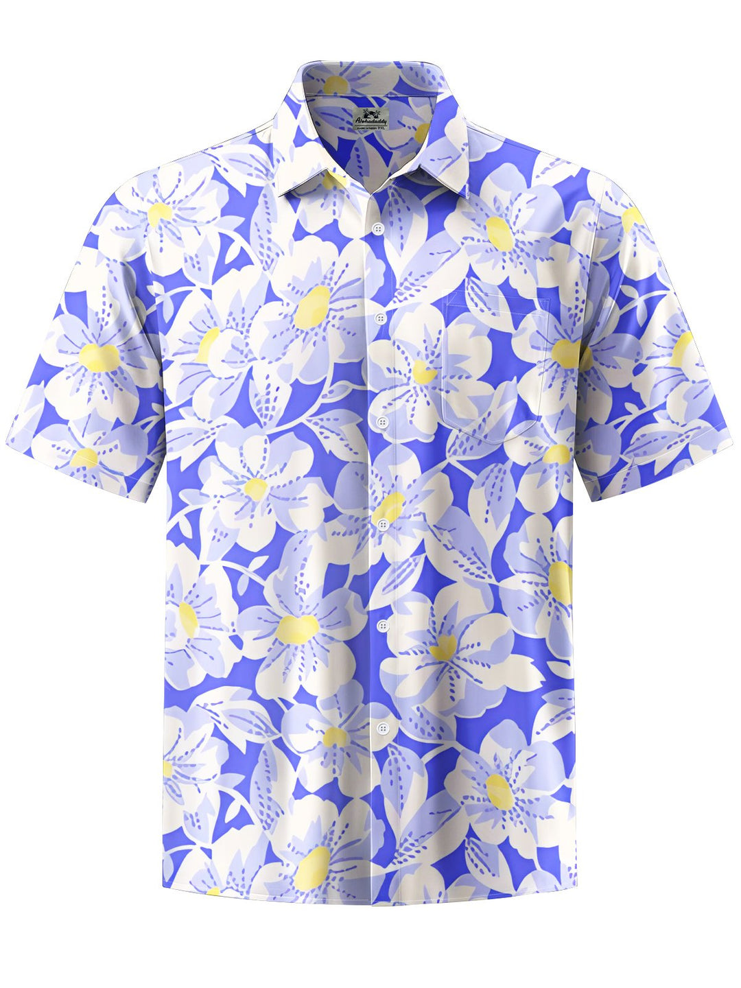 Alohadaddy® Hawaiian Flowers Art Print Chest Pocket Mens Short Sleeve Shirt Big &amp; Tall