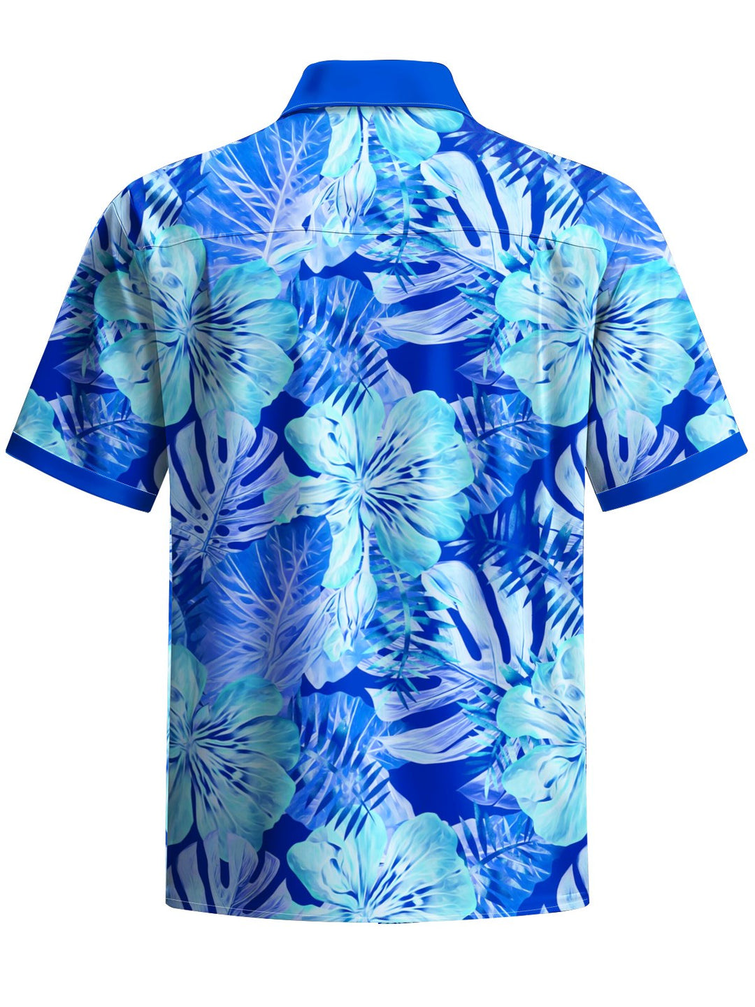 Alohadaddy® Hawaiian Flowers Contrast Art Print Chest Pocket Mens Short Sleeve Shirt Big &amp; Tall