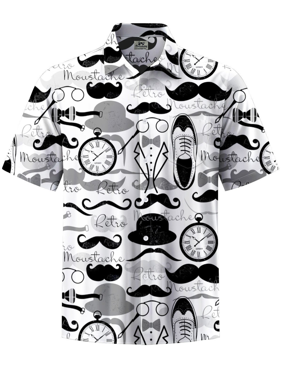 Alohadaddy® Casual Jazz Art Print Chest Pocket Moisture Wicking Mens Short Sleeve Shirt Big &amp; Tall