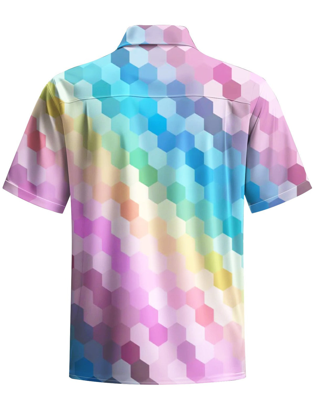 Alohadaddy® Casual Ombre Geometric Art Print Moisture Wicking Chest Pocket Men&