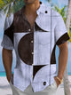 Alohadaddy® Casual Retro Geometric Art Print Chest Pocket Men's Short Sleeve Shirt Big & Tall