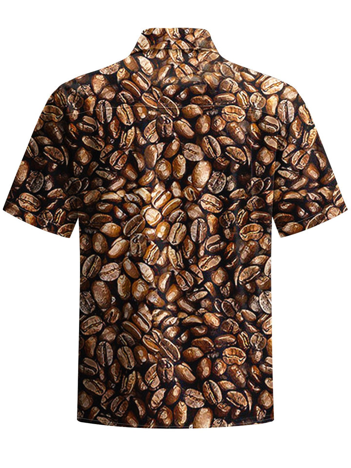 Alohadaddy® Vintage Coffee Bean Art Print Chest Pocket Stretch Men&