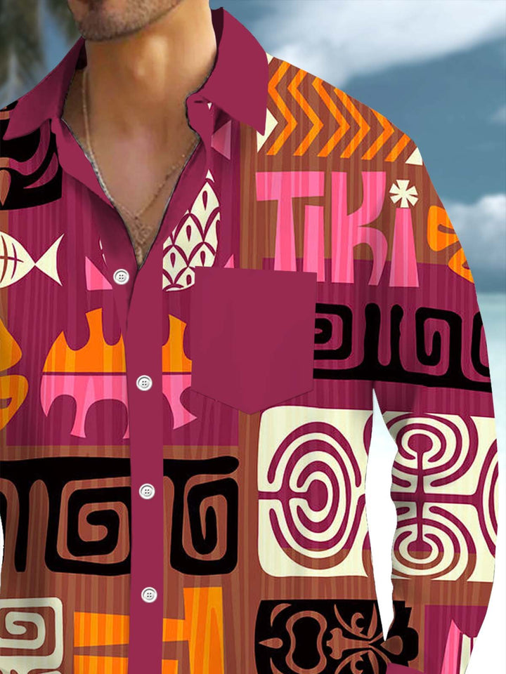 Alohadaddy® Vintage Tiki Print Art Pocket Stretch Men&