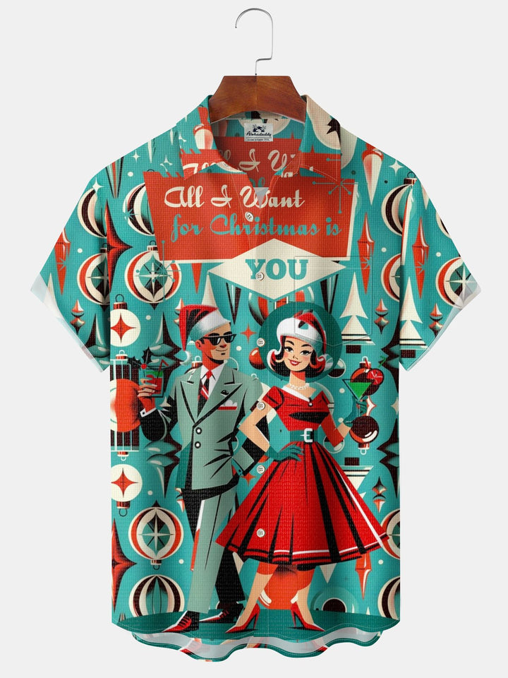 Alohadaddy® Christmas Atomic Geometry Print Pocket Elastic Button Men&