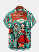 Alohadaddy® Christmas Atomic Geometry Print Pocket Elastic Button Men's Short Sleeve Shirt Big & Tall